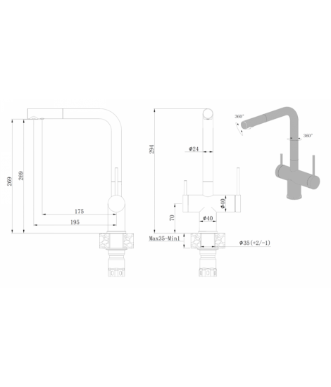 Кухонний змішувач Fabiano FKM 31.14 SS Комбінований